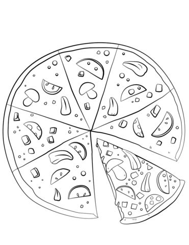 Sliced Pizza Coloring Page